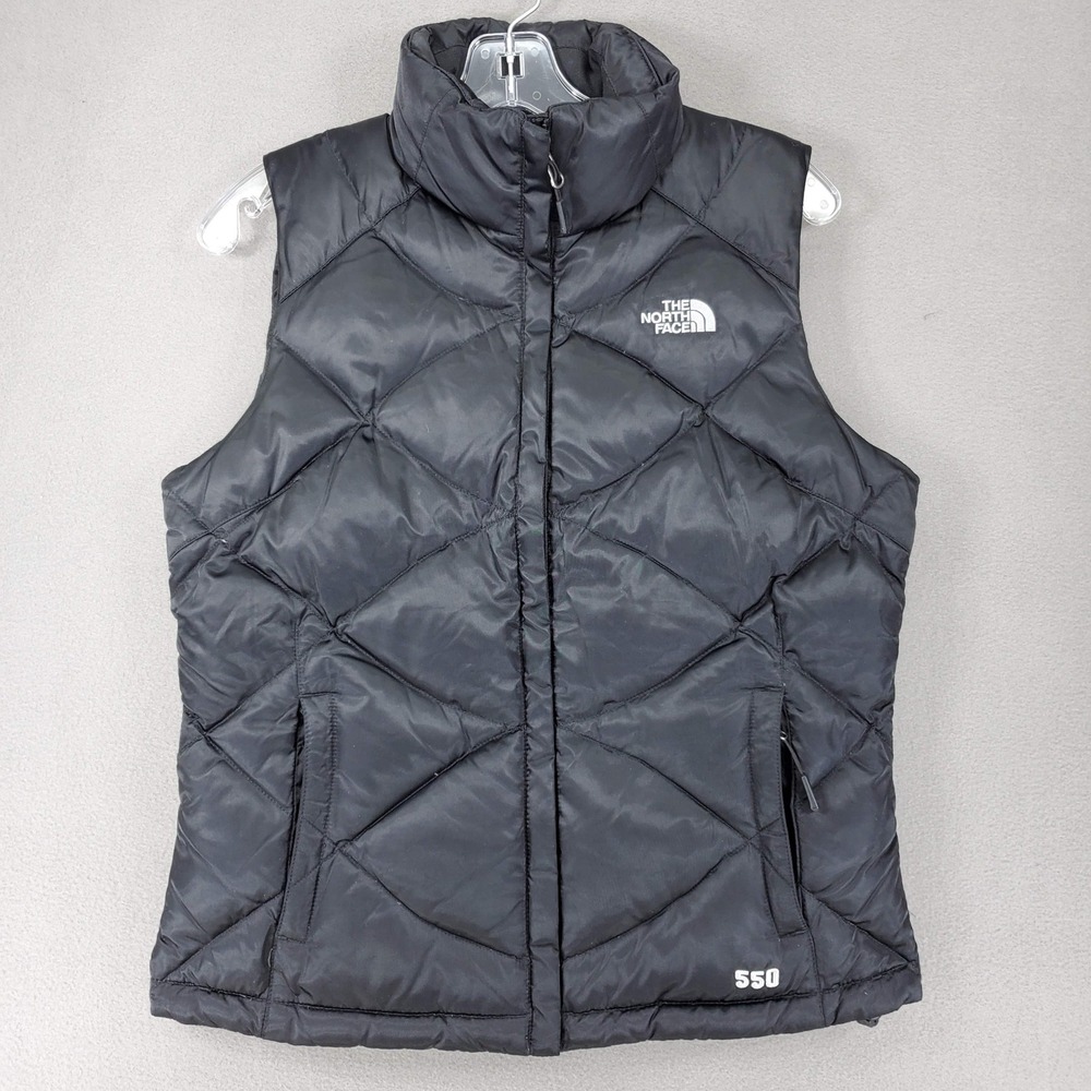The North Face Puffer Vest Women S Black 550 Down Quilted Zip Up Mock Neck